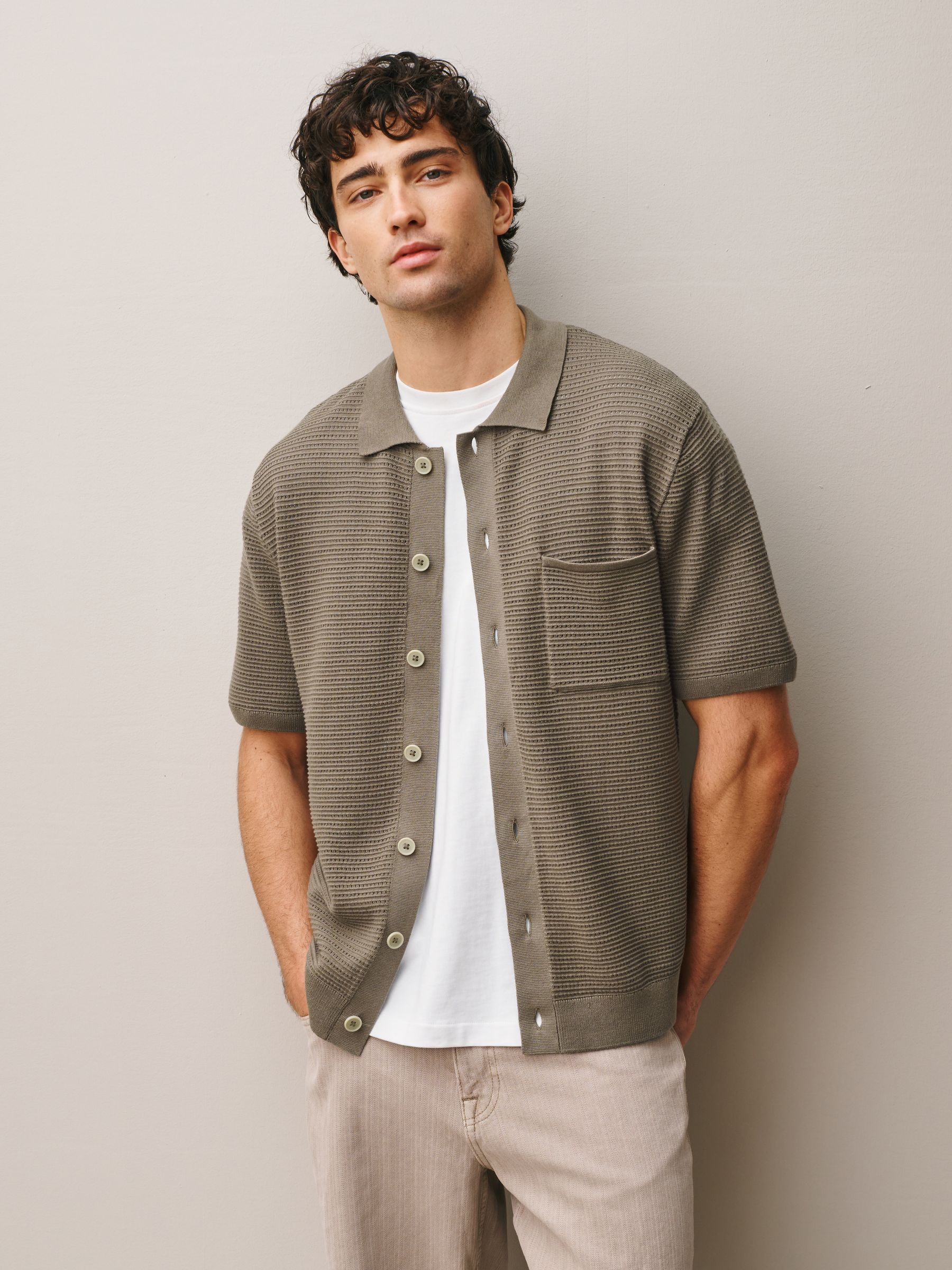 トップス Ntrul CLASSIC KNIT SHIRT GRAY Buy Neutral Regular Fit Textured Knitted Shirt from the Next UK