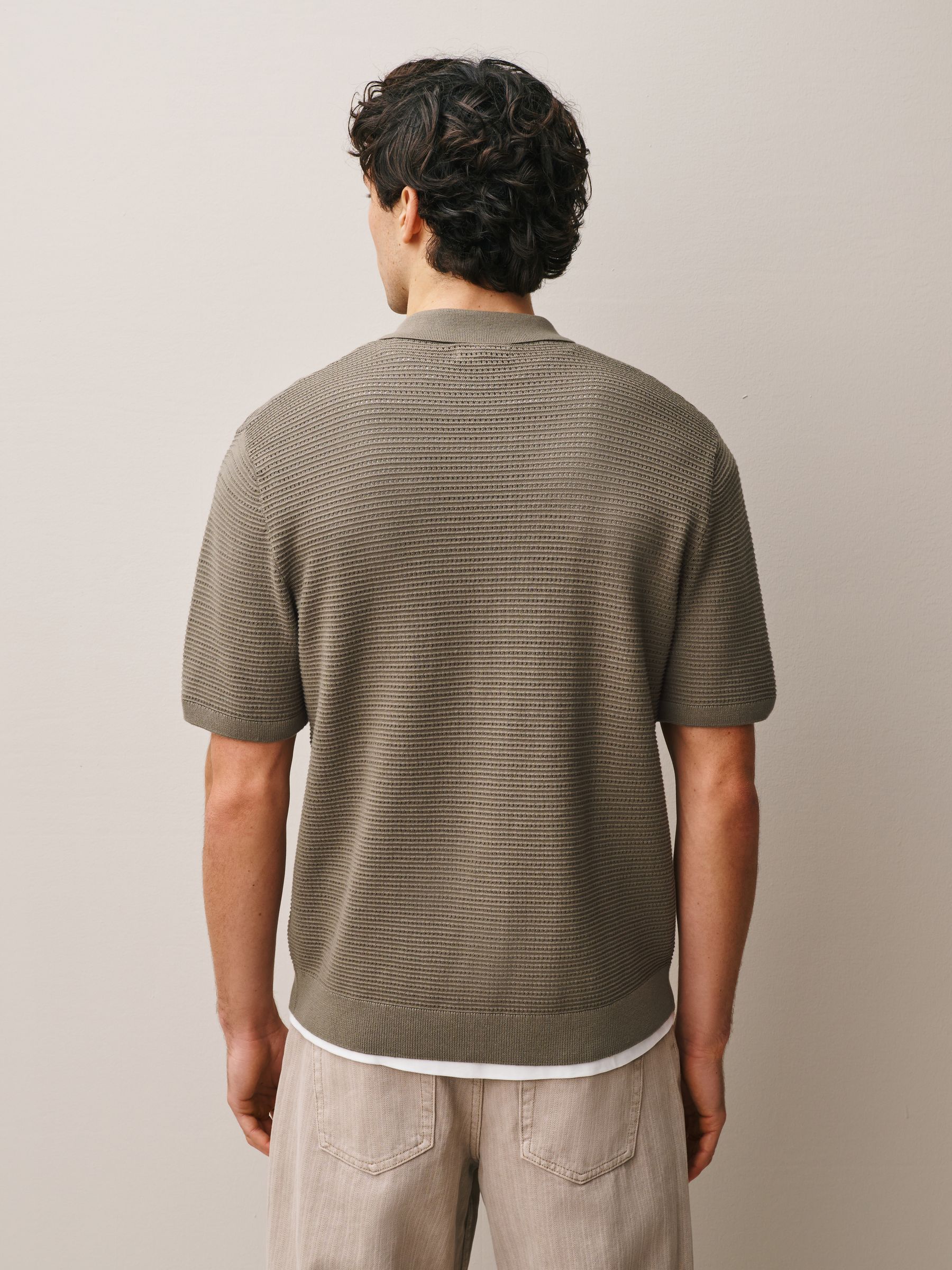 Buy Neutral Regular Fit Textured Knitted Shirt from Next USA