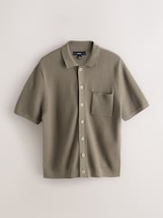 Neutral Regular Fit Textured Knitted Shirt - Image 7 of 9