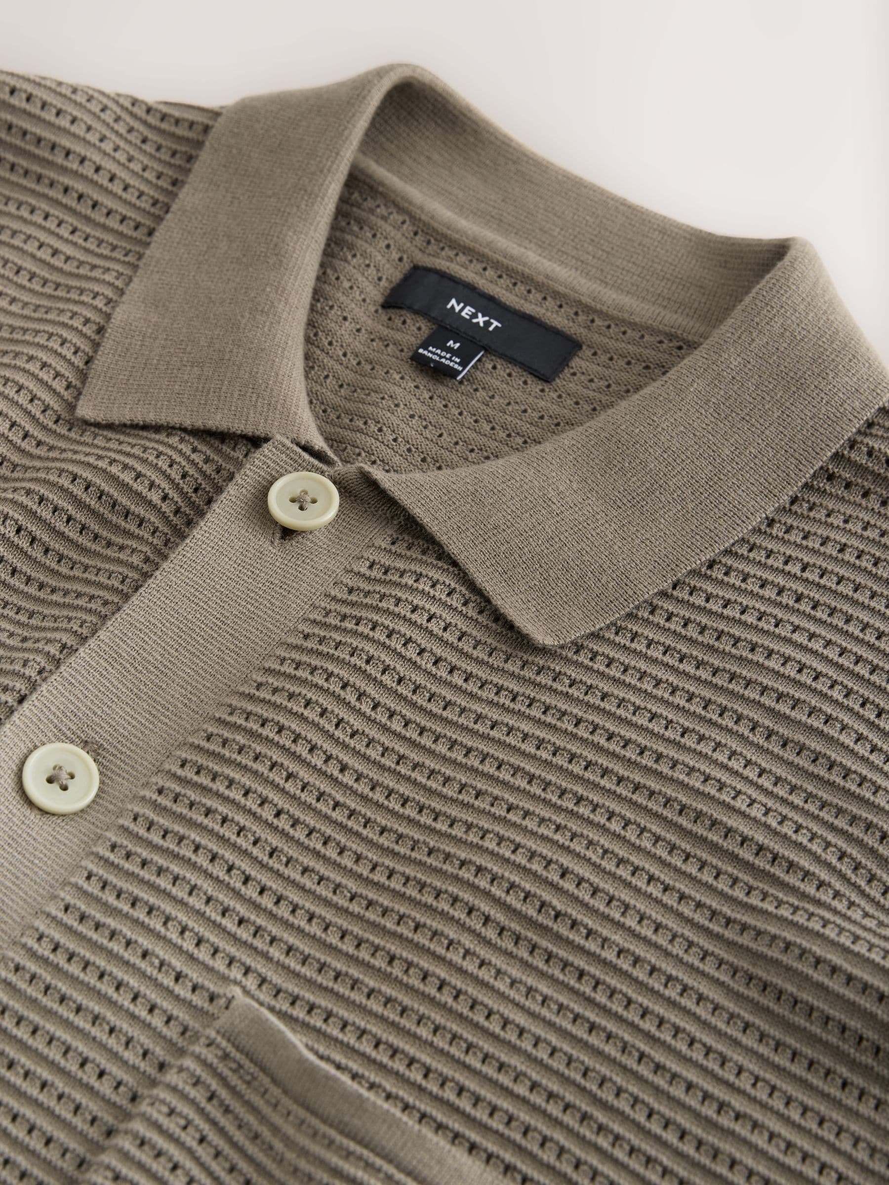Buy Neutral Regular Fit Textured Knitted Shirt from the Next UK