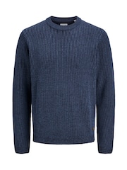 JACK & JONES Blue Long Sleeve Knitted Polo Top - Image 1 of 1