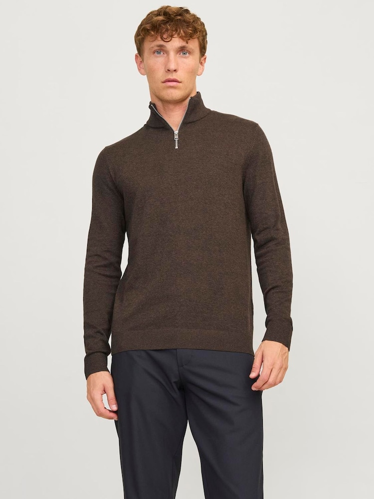 JACK & JONES Black Half Zip High Neck Jumper - Image 1 of 5 JACK & JONES Black Half Zip High Neck Jumper - Image 1 of 5