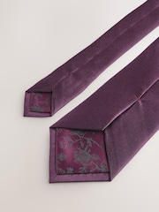 Burgundy Red Silk Tie Pocket Square and Pin Set - Image 4 of 4
