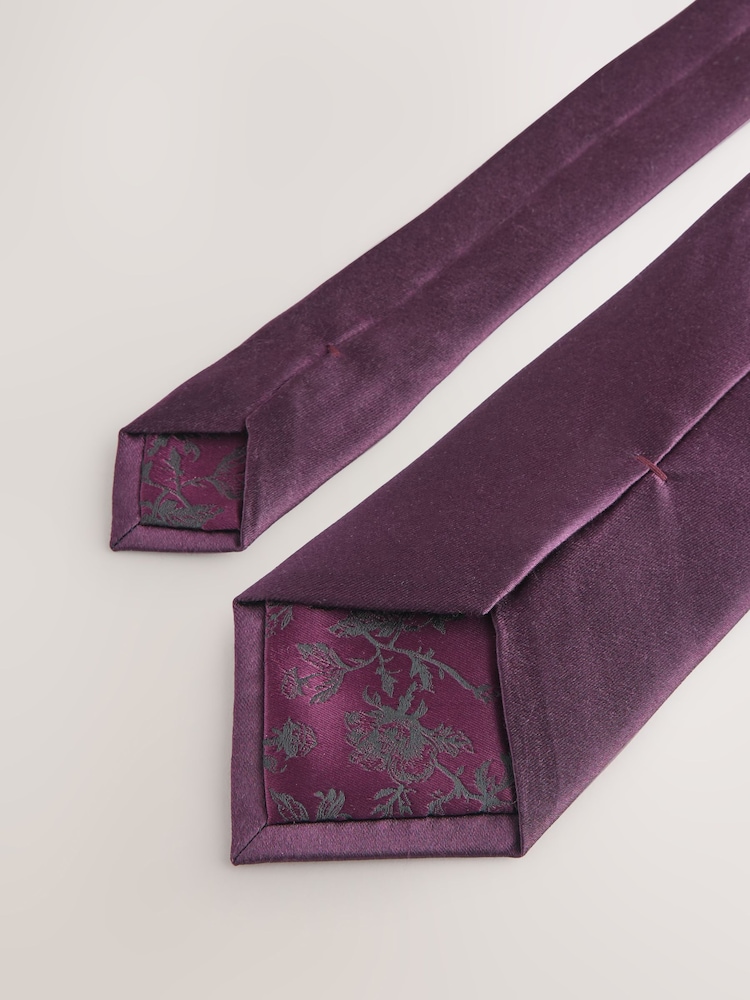 Burgundy Red Silk Tie Pocket Square and Pin Set - Image 4 of 4