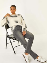 Roman Grey Slim Leg Stretch Mom Denim Trousers - Image 1 of 5