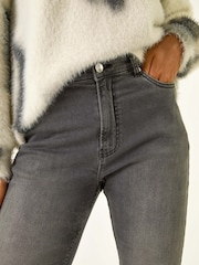 Roman Grey Slim Leg Stretch Mom Denim Trousers - Image 5 of 5