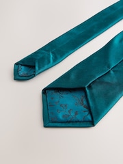 Teal Silk Tie Pocket Square and Pin Set - Image 3 of 4