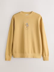 Ochre Yellow Graphic Print Crew Neck Sweatshirt - Image 1 of 4