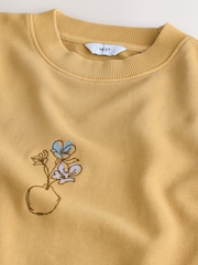 Ochre Yellow Graphic Print Crew Neck Sweatshirt - Image 2 of 4