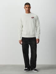 Ecru White Graphic Print Crew Neck Sweatshirt - Image 3 of 4