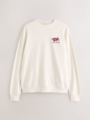 Ecru ак - Графикалык басма менен кооздолгон жакалуу свитер - 7ичинен 5 сүрөт