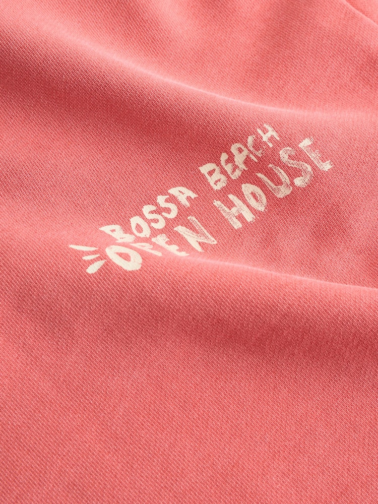 Coral Pink Graphic Print Crew Neck Sweatshirt - Image 5 of 5 Coral Pink Graphic Print Crew Neck Sweatshirt - Image 5 of 5