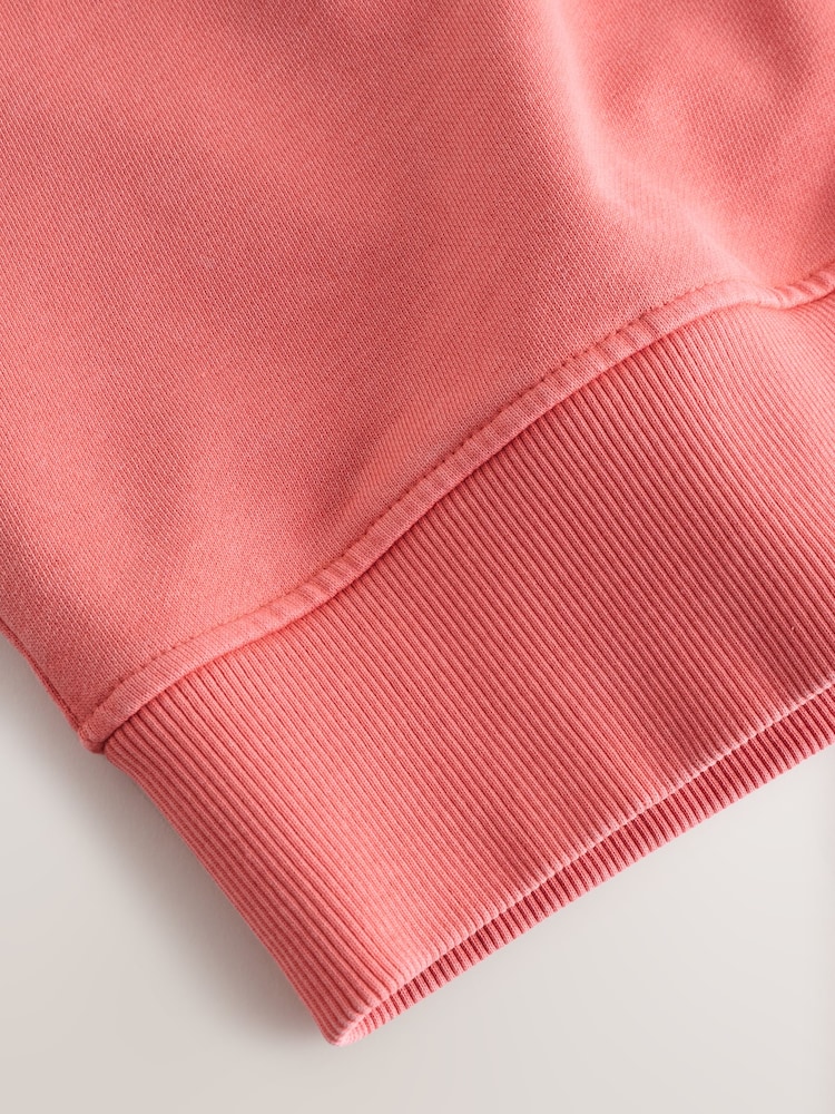 Coral Pink Graphic Print Crew Neck Sweatshirt - Image 9 of 9 Coral Pink Graphic Print Crew Neck Sweatshirt - Image 9 of 9