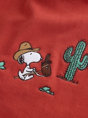 Dark Red Snoopy Licence Graphic Washed Crew Neck Sweatshirt - Image 7 of 8