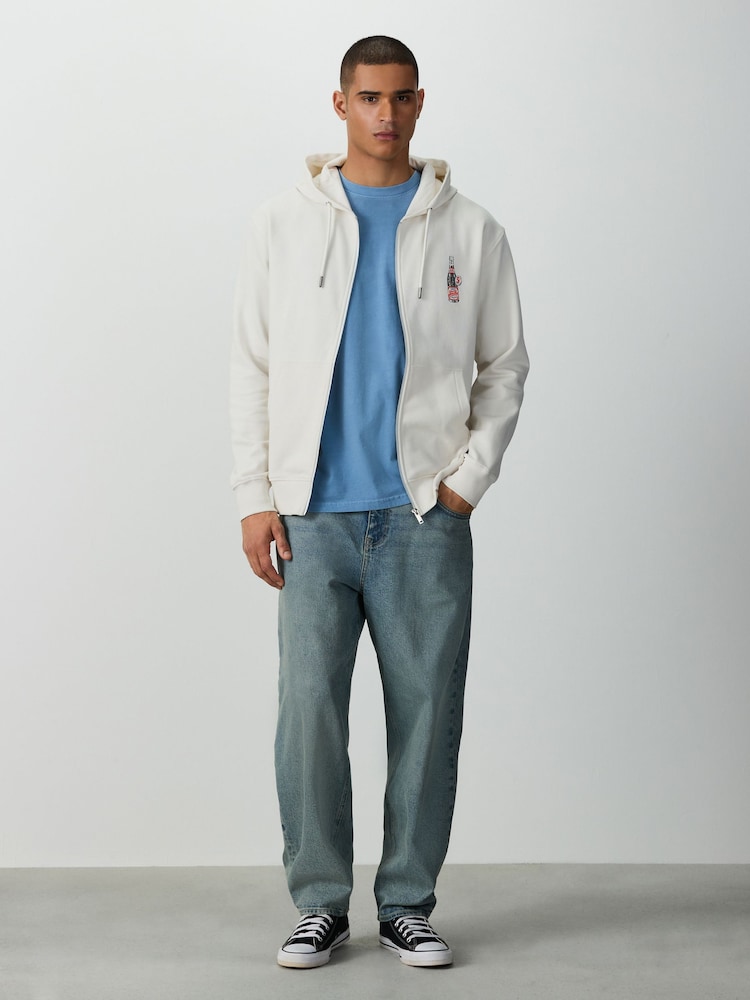 Ecru White Pepsi Graphic Zip Through Hoodie - Image 2 of 9