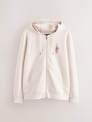 Ecru White Pepsi Graphic Zip Through Hoodie - Image 6 of 9