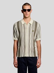 Lyle & Scott Brown Brocade Jacquard Short Sleeve Knitted Shirt - Image 1 of 6