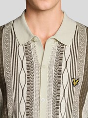 Lyle & Scott Brown Brocade Jacquard Short Sleeve Knitted Shirt - Image 3 of 6