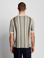 Lyle & Scott Brown Brocade Jacquard Short Sleeve Knitted Shirt - Image 4 of 6