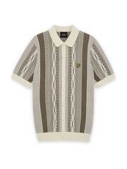 Lyle & Scott Brown Brocade Jacquard Short Sleeve Knitted Shirt - Image 5 of 6