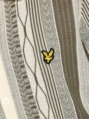 Lyle & Scott Brown Brocade Jacquard Short Sleeve Knitted Shirt - Image 6 of 6