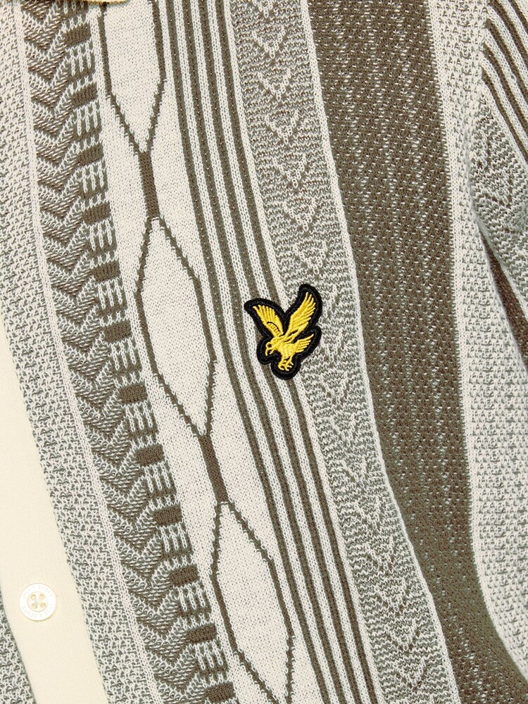 Lyle & Scott Brown Brocade Jacquard Short Sleeve Knitted Shirt - Image 6 of 6