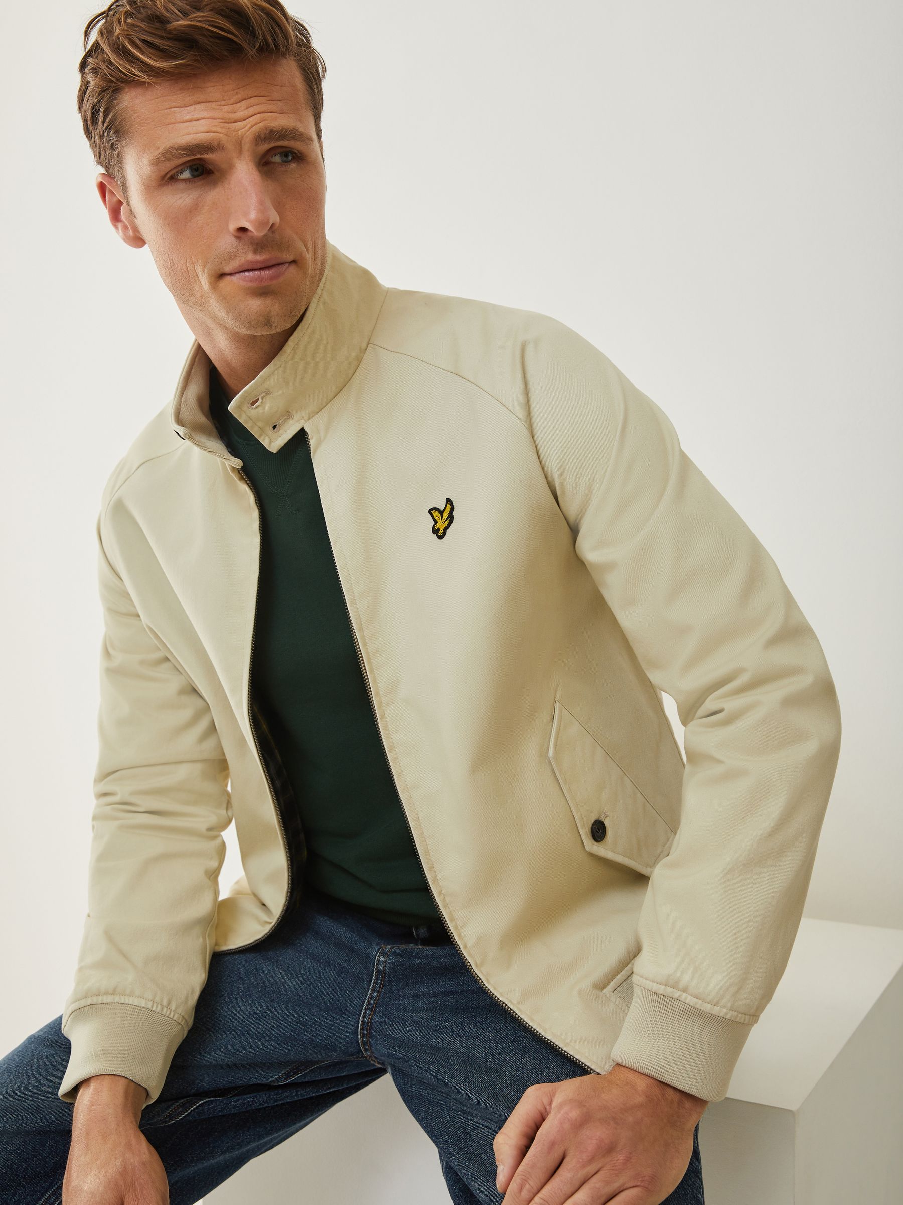 Lyle & Scott Men's Cream Cotton Harrington Jacket