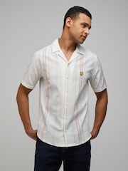 Lyle & Scott White Short Sleeve Zig Zag Stripe Shirt - Image 1 of 4