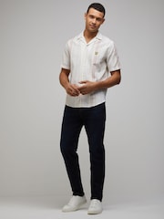 Lyle & Scott White Short Sleeve Zig Zag Stripe Shirt - Image 2 of 4