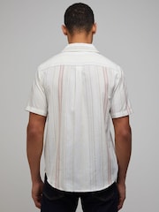 Lyle & Scott White Short Sleeve Zig Zag Stripe Shirt - Image 3 of 4