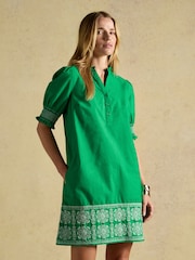 Joules Layla Short Sleeved Broderie Trim Mini Dress - Image 1 of 8