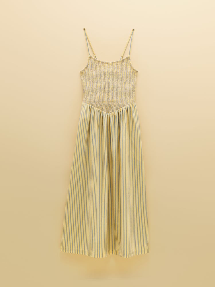 Joules Stephanie Yellow Striped Smocked Midi Summer Dress - Image 10 of 10 Joules Stephanie Yellow Striped Smocked Midi Summer Dress - Image 10 of 10