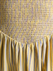 Joules Stephanie Yellow Striped Smocked Midi Summer Dress - Image 9 of 10