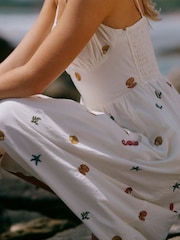 Joules Chloe Cream Sea Embroidered Midi Dress - Image 2 of 11