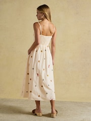 Joules Chloe Cream Sea Embroidered Midi Dress - Image 5 of 11