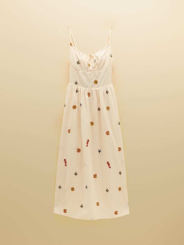 Joules Chloe Cream Embroidered Cotton Midi Dress - Image 8 of 8 Joules Chloe Cream Embroidered Cotton Midi Dress - Image 8 of 8