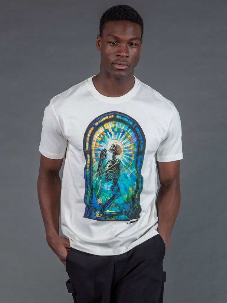 Religion White Praying Psychedelic T-Shirt - Image 1 of 5 Religion White Praying Psychedelic T-Shirt - Image 1 of 5