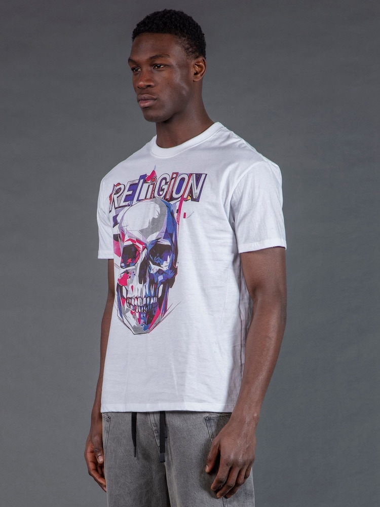 Religion White Geometric Skull T-Shirt - Image 2 of 5 Religion White Geometric Skull T-Shirt - Image 2 of 5