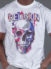 Religion White Geometric Skull T-Shirt - Image 5 of 5