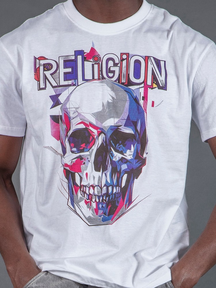 Religion White Geometric Skull T-Shirt - Image 5 of 5 Religion White Geometric Skull T-Shirt - Image 5 of 5