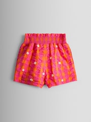JoJo Maman Bébé Pink Smocked Waistband Embroidered Shorts - Image 1 of 1