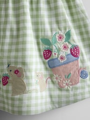 JoJo Maman Bébé Green Garden Mouse Appliqué Frill Collar Baby Dress - Image 7 of 7