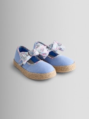 כחול  - JoJo Maman Bébé Bow Strap Ballet Pumps - תמונה 1 מתוך 4
