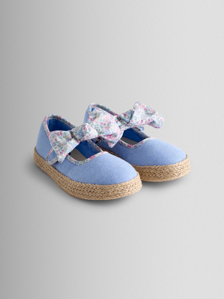 כחול  - JoJo Maman Bébé Bow Strap Ballet Pumps - תמונה 1 מתוך 4