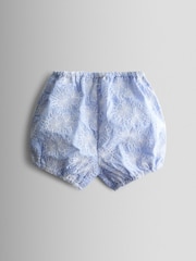 JoJo Maman Bébé Blue Broderie Dress, Bloomers & Headband Set - Image 4 of 7