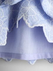 JoJo Maman Bébé Blue Broderie Dress, Bloomers & Headband Set - Image 7 of 7