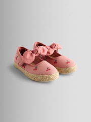 Salmon Pink Cherry - JoJo Maman Bébé Bow Strap Ballet Pumps - תמונה 1 מתוך 4