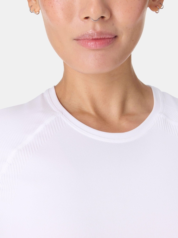 Sweaty Betty White Athlete Crop Seamless Workout T-Shirt - Image 2 of 7 Sweaty Betty White Athlete Crop Seamless Workout T-Shirt - Image 2 of 7