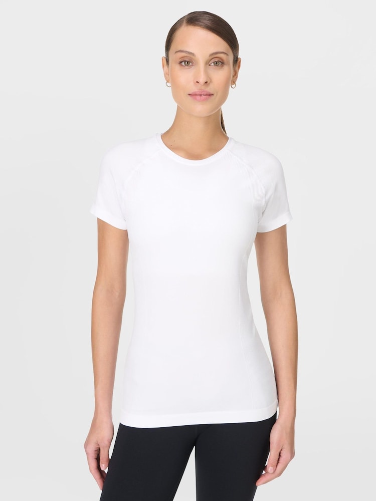 Sweaty Betty White Athlete Seamless Workout T-Shirt - Image 1 of 7 Sweaty Betty White Athlete Seamless Workout T-Shirt - Image 1 of 7