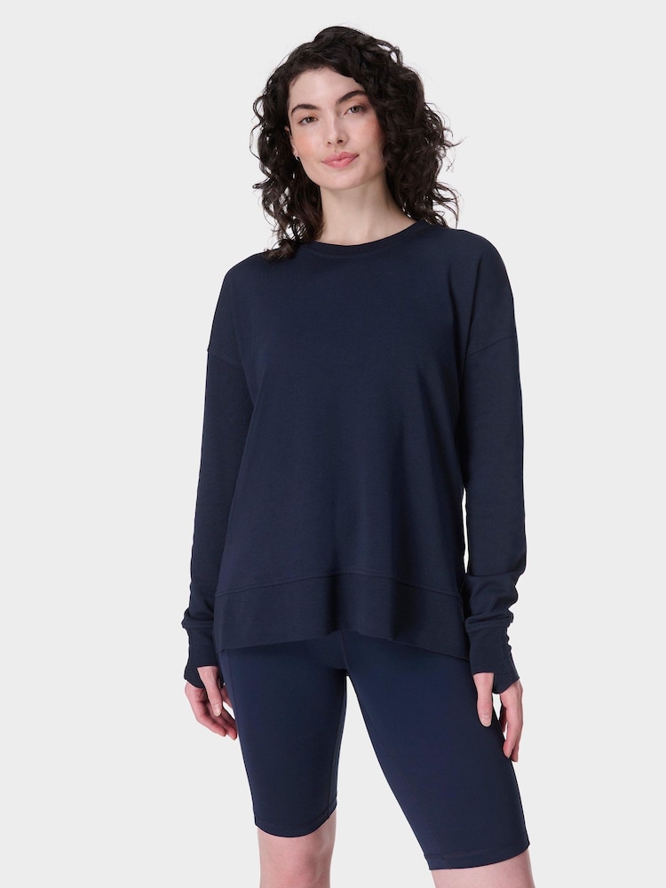 Sweaty Betty Blue After Class Longline Sweatshirt - Image 2 of 7 Sweaty Betty Blue After Class Longline Sweatshirt - Image 2 of 7